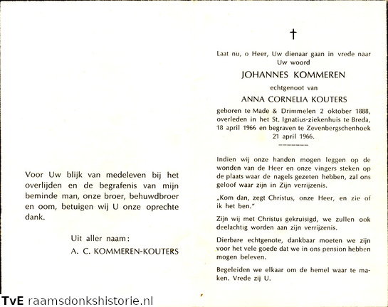 Johannes Kommeren- Anna Cornelia Kouters