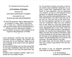 Catharina Kooiman- (vr) Teunis Willem Groenenberg- Matheus Adrianus Thijssen