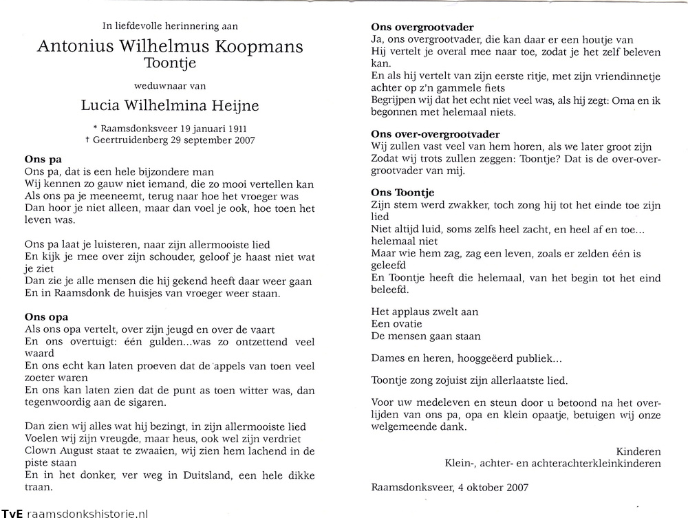 Antonius Wilhelmus Koopmans Lucia Wilhelmina Heijne