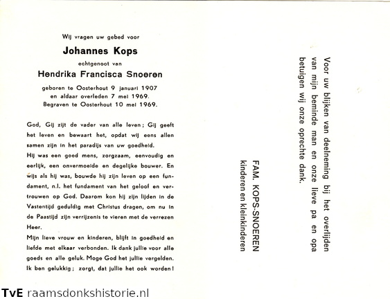 Johannes Kops- Hendrika Francisca Snoeren