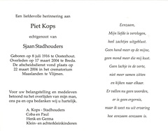 Piet Kops- Sjaan Stadhouders