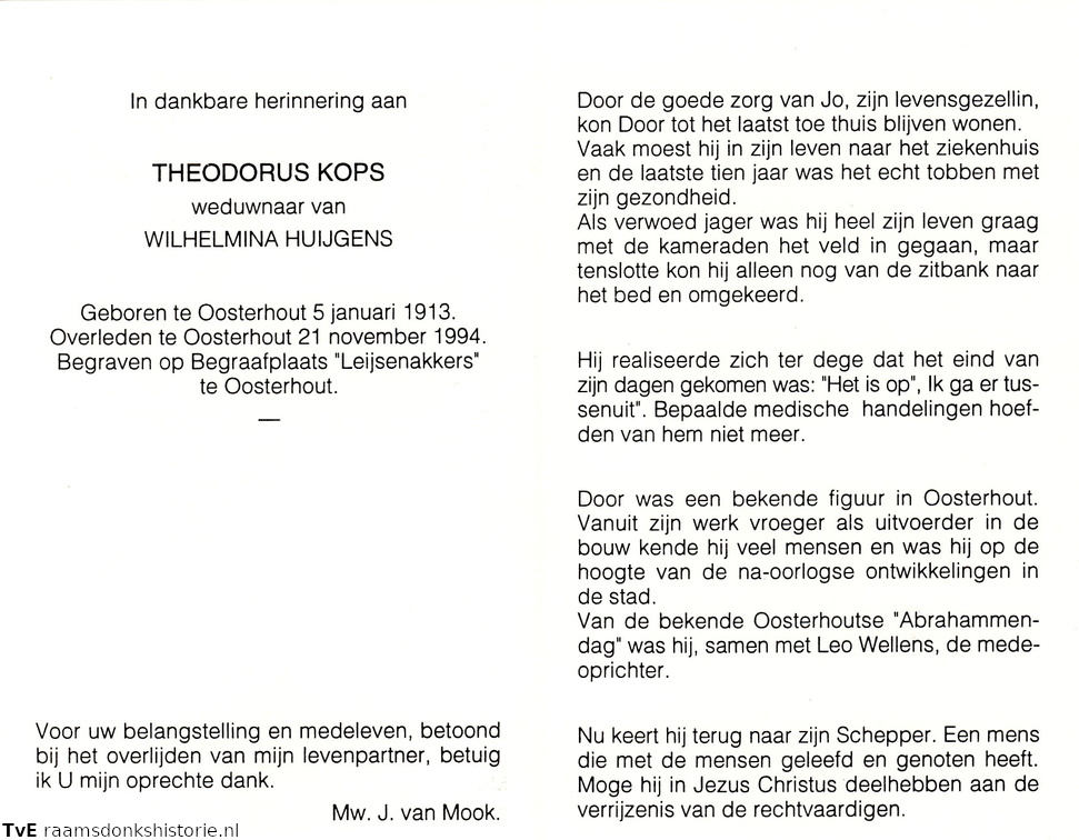 Theodorus Kops- Wilhelmina Huijgens
