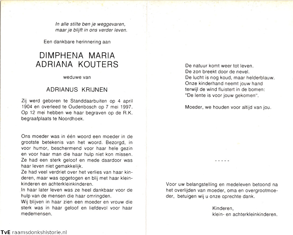 Dimphena Maria Adriana Kouters- Adrianus Krijnen