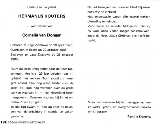 Hermanus Kouters- Cornelia van Dongen