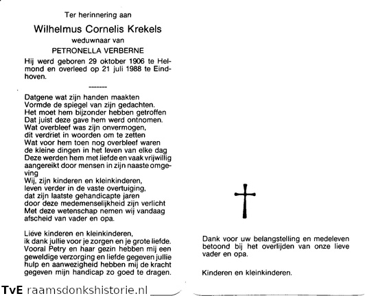 Wilhelmus Cornelis Krekels- Petronella Verberne