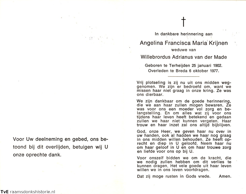 Angelina Francisca Maria Krijnen- Willebrordus Adrianus van der Made