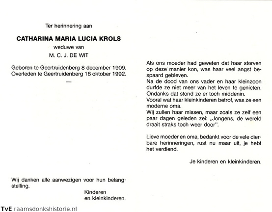 Catharina Maria Lucia Krols M.C.J de Wit