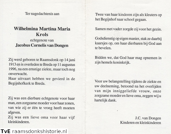 Wilhelmina Martina Maria Krols- Jacobus Cornelis van Dongen