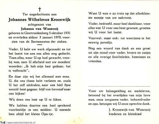 Johannes Wilhelmus Krooswijk- Johanna van Wanrooij