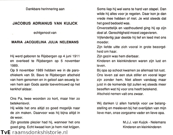 Jacobus Adrianus van Kuijck Maria Jacqelina Julia Nelemans
