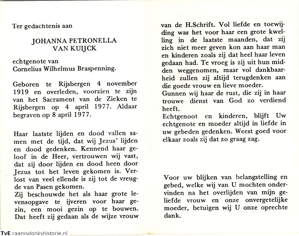 Johanna Petronella van Kuijck Cornelius Wilhelmus Braspenning