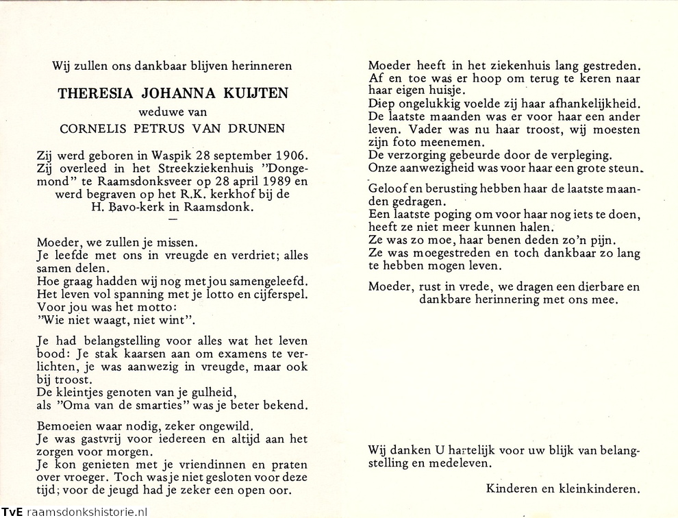 Theresia Johanna Kuijten- Cornelis Petrus van Drunen