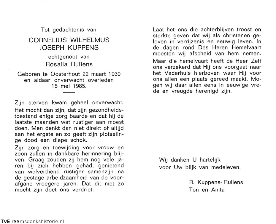 Cornelis Wilhelmus Joseph Kuppens Rosalia Rullens