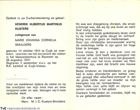 Hendrik Hubertus Martinus Kusters Maria Johanna Cornelia Smulders