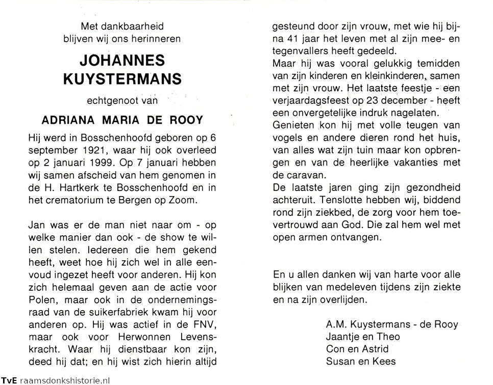 Johannes Kuystermans Adriana Maria de Rooy
