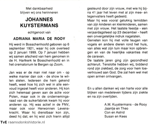 Johannes Kuystermans Adriana Maria de Rooy