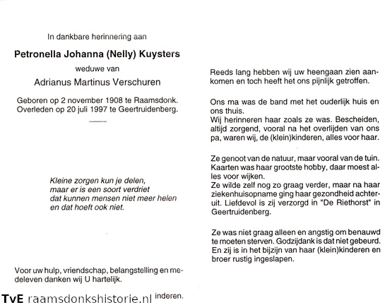 Petronella Johanna Kuysters- Adrianus Marinus Verschuren