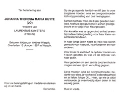 Johanna Theresia Maria Kuyte- Laurentius Kuysters