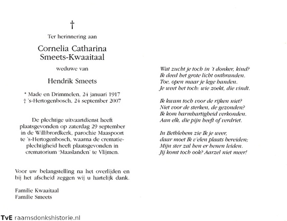 Cornelia Catharina Kwaaitaal- Hendrik Smeets