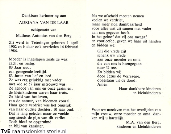 Adriana van de Laar Matheus Antonius van den Berg