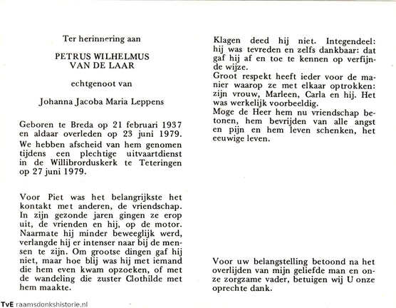 Petrus Wilhelmus van de Laar Johanna Jacoba Maria Leppens