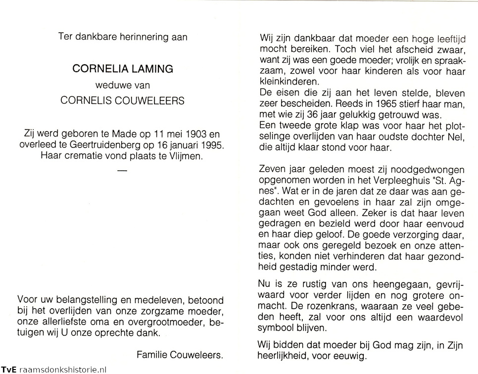 Cornelia Laming Cornelis Couweleers