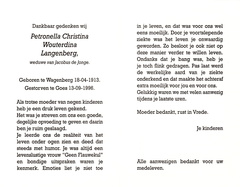 Petronella Christina Wouterdina Langenberg Jacobus de Jonge