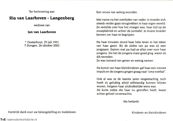 Ria Langenberg Jan van Laarhoven