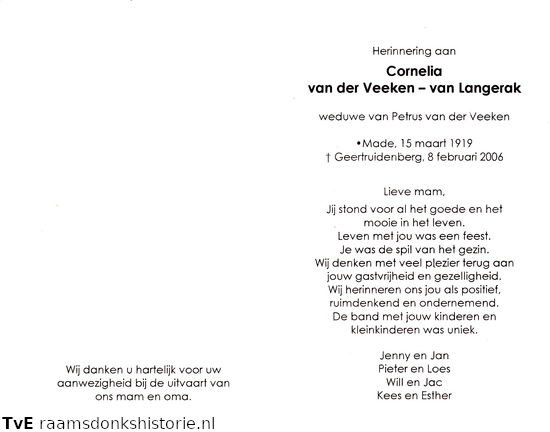 Cornelia van Langerak Petrus van der Veeken