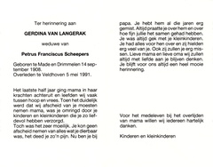 Gerdina van Langerak Petrus Franciscus Scheepers