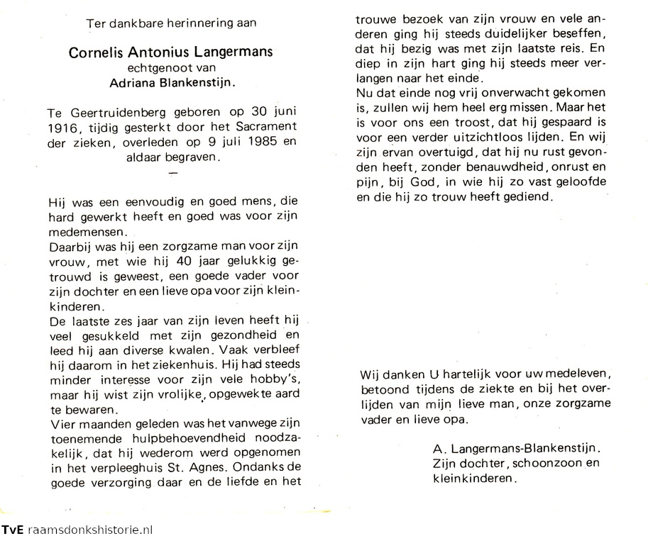 Cornelis Antonius Langermans Adriana Blankenstijn