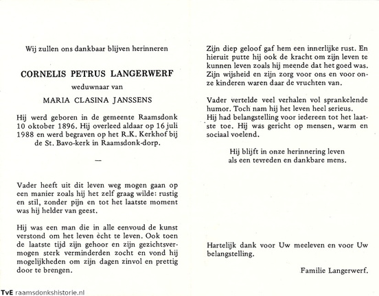 Cornelis Petrus Langerwerf Maria Clasina Janssens