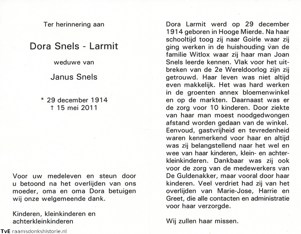 Dora Larmit Janus Snels