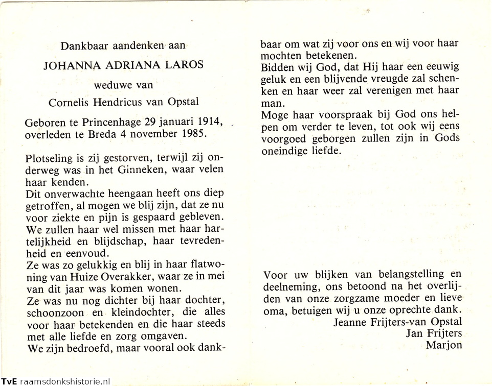 Johanna Adriana Laros Cornelis Hendricus van Opstal