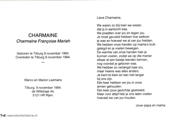 Charmaine Francoise Mariah Leemans