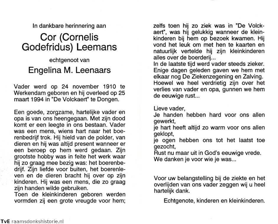 Cornelis Godefridus Leemans Engelina M. Lenaars