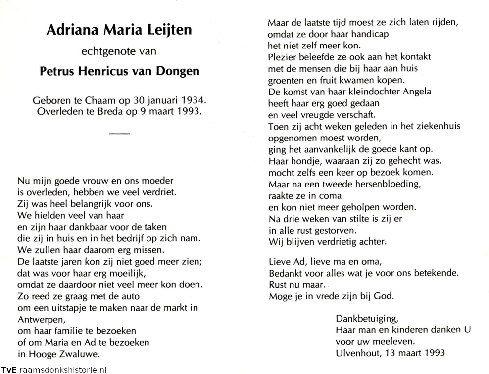 Adriana Maria Leijten Petrus Henricus van Dongen