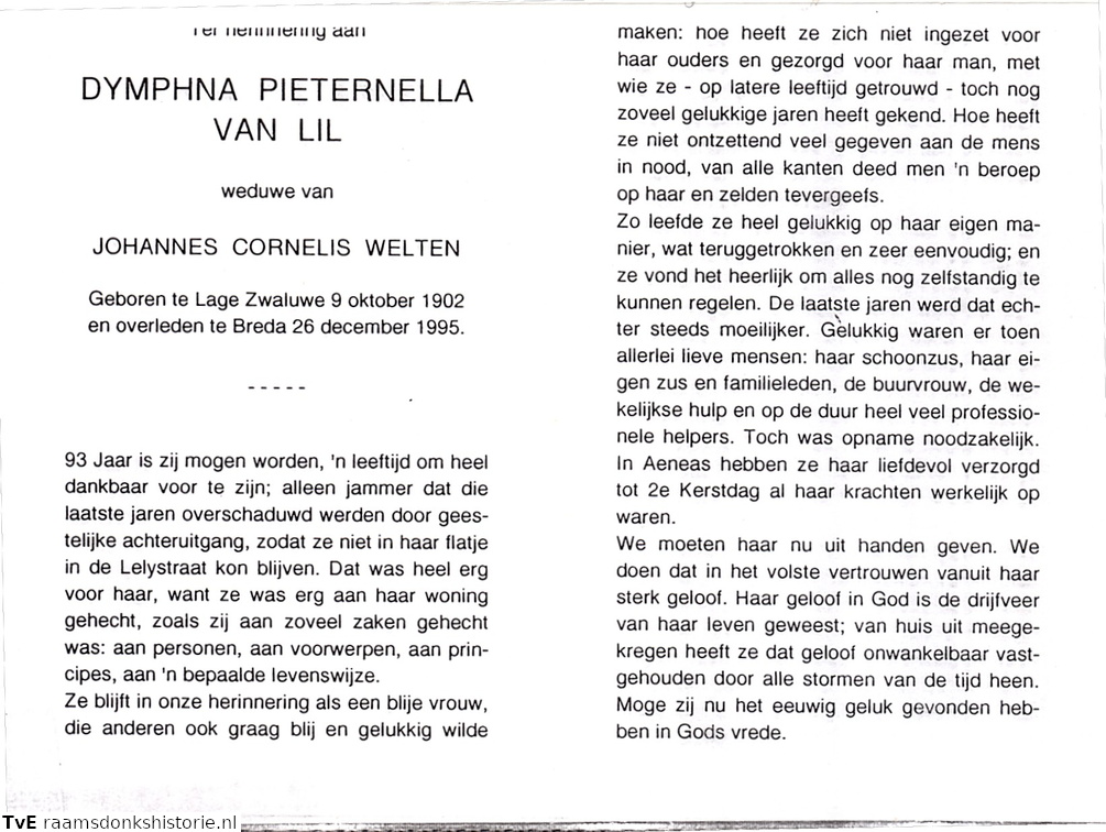 Dymphna Pieternella van Lil Johannes Cornelis Welten
