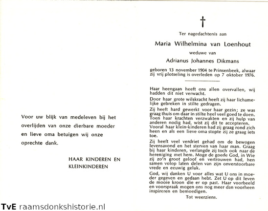 Maria Wilhelmina van Loenhout Adrianus Johannes Dikmans