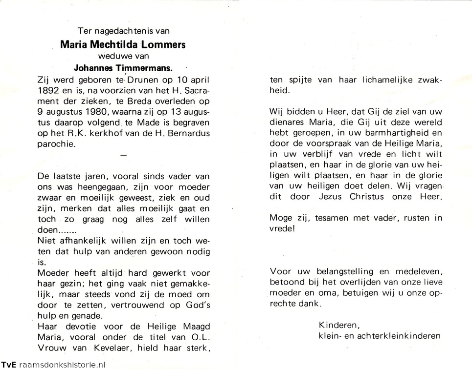 Maria Mechtilda Lommers Johannes Timmermans