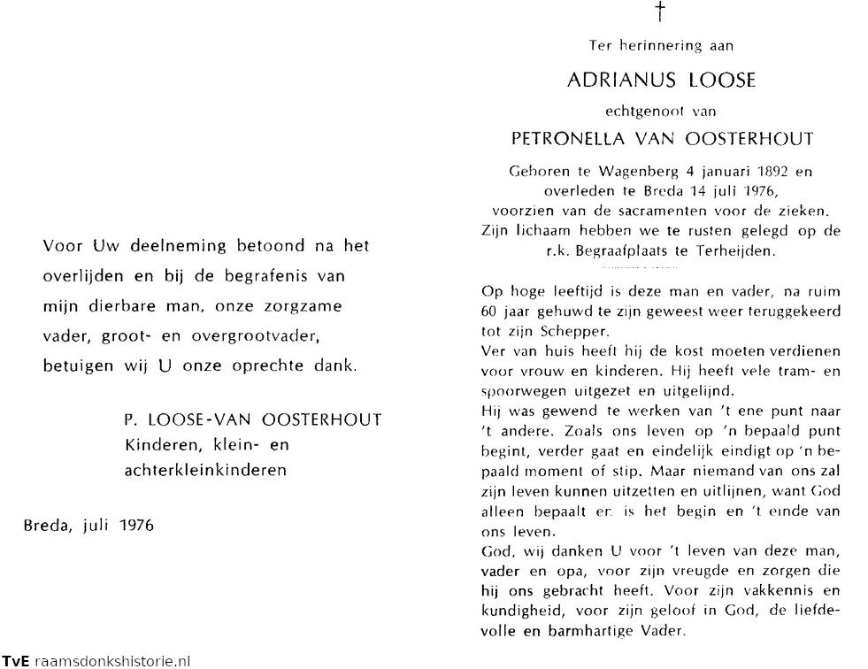 Adrianus Loose Petronella van Oosterhout