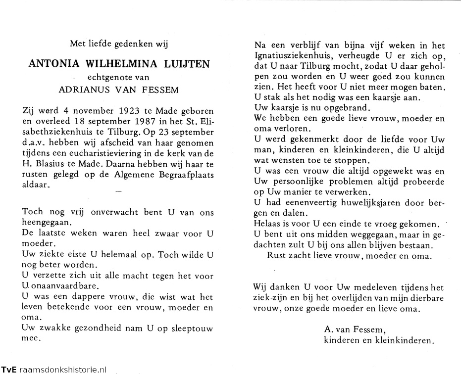 Antonia Wilhelmina Luijten Adrianus van Fessem