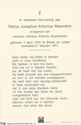 Petrus Josephus Antonius Maanders Johanna Adriana Antonia Dooremalen