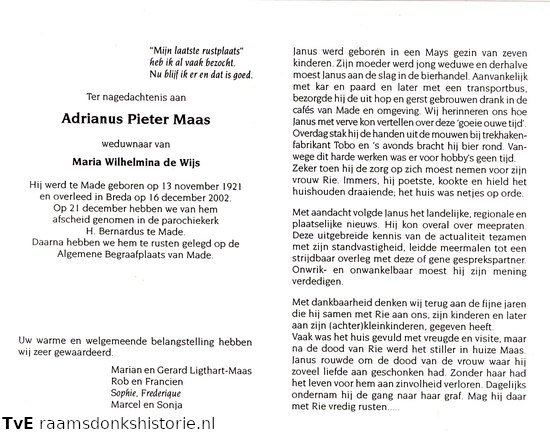 Adrianus Pieter Maas Maria Wilhelmina de Wijs