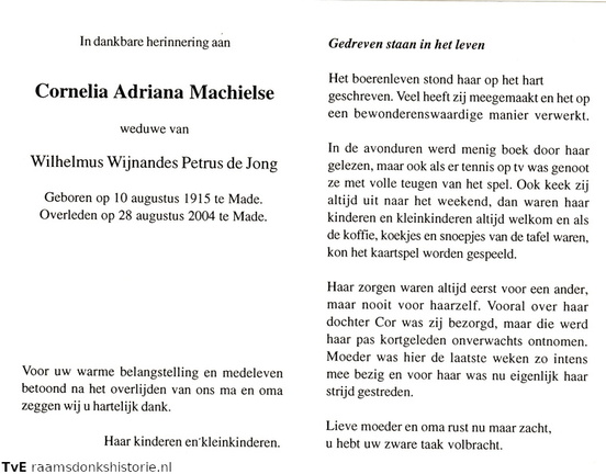 Cornelia Adriana Machielse Wilhelmus Wijnandus Petrus de Jong