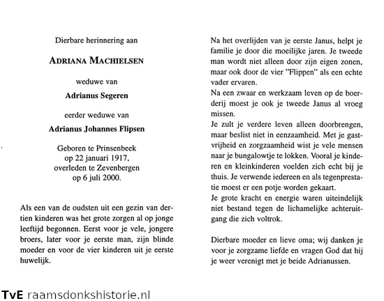 Adriana Machielsen Adrianus Segeren Adrianus Johannes Flipsen