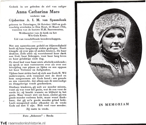 Anna Catharina Maes Gijsbertus A.I.M van Spaandonk
