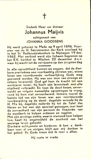 Johannus Maijvis Johanna Goossens