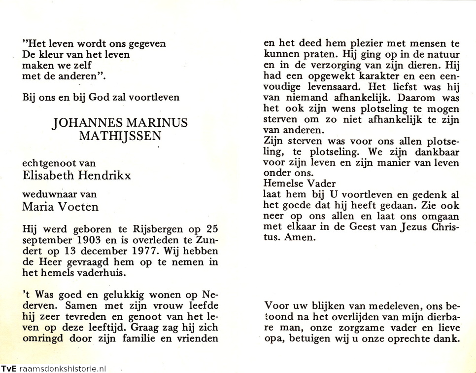 Johannes Marinus Mathijssen Elisabeth Hendrikx