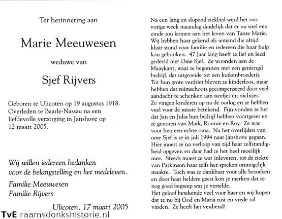 Marie Meeuwesen Sjef Rijvers
